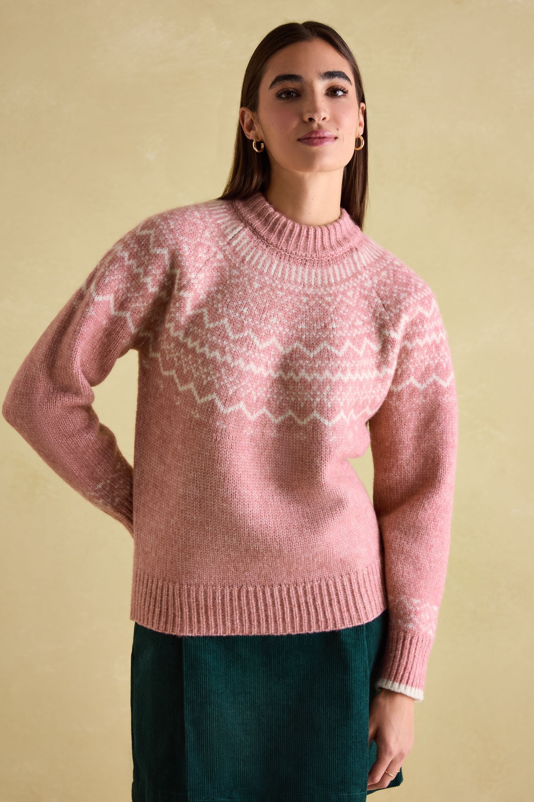 Buy Joules Charlotte Pink Crew Neck Fairisle Pattern Jumper from Next USA