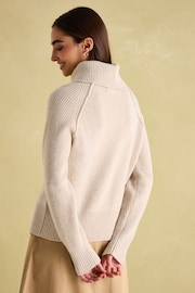 Joules May Oatmeal Merino Wool Jumper with Detachable Roll Neck - Image 2 of 9