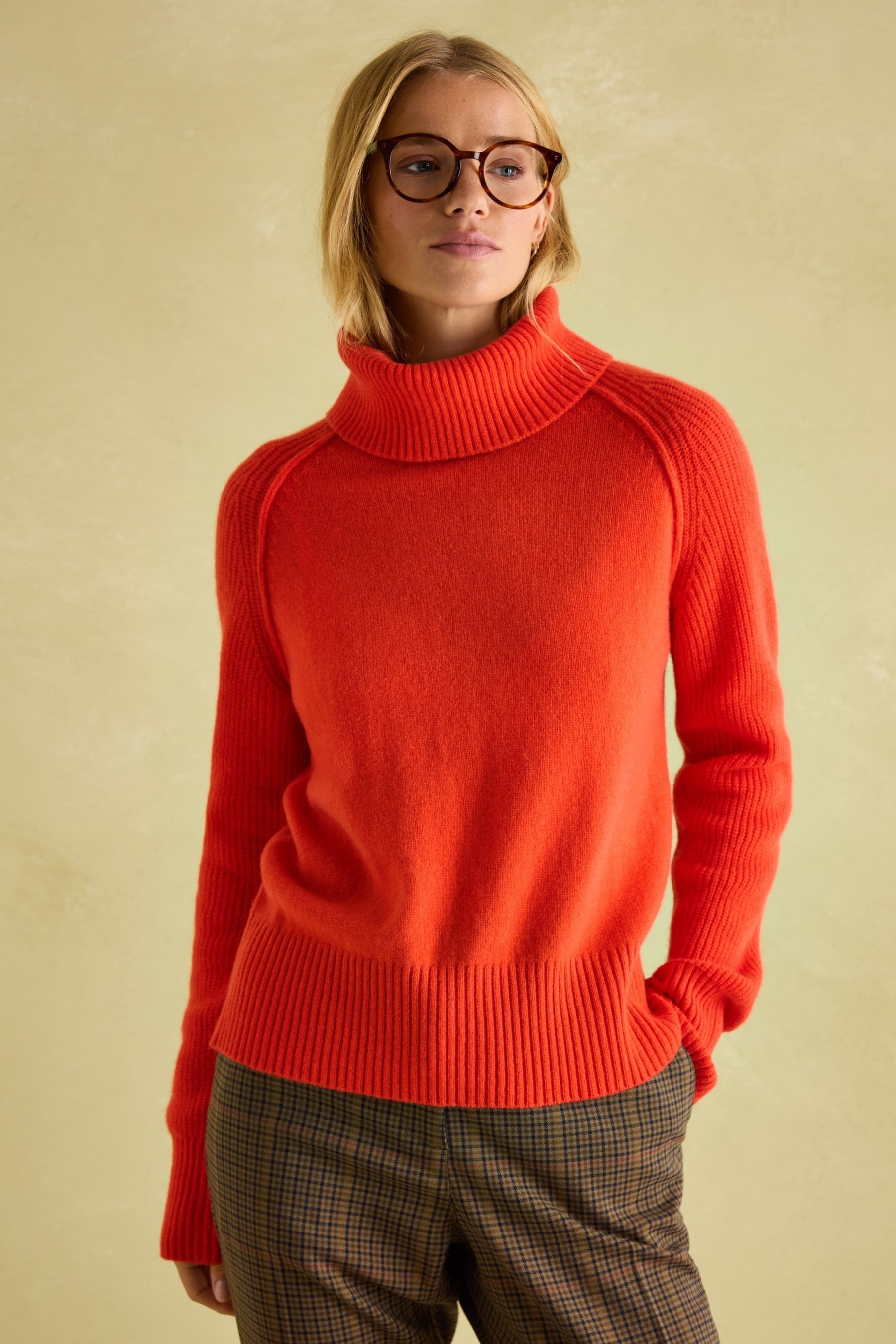 Buy Joules May Orange Merino Wool Jumper with Detachable Roll Neck from Next Luxembourg