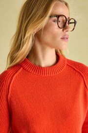 Joules May Orange Merino Wool Jumper with Detachable Roll Neck - Image 6 of 9