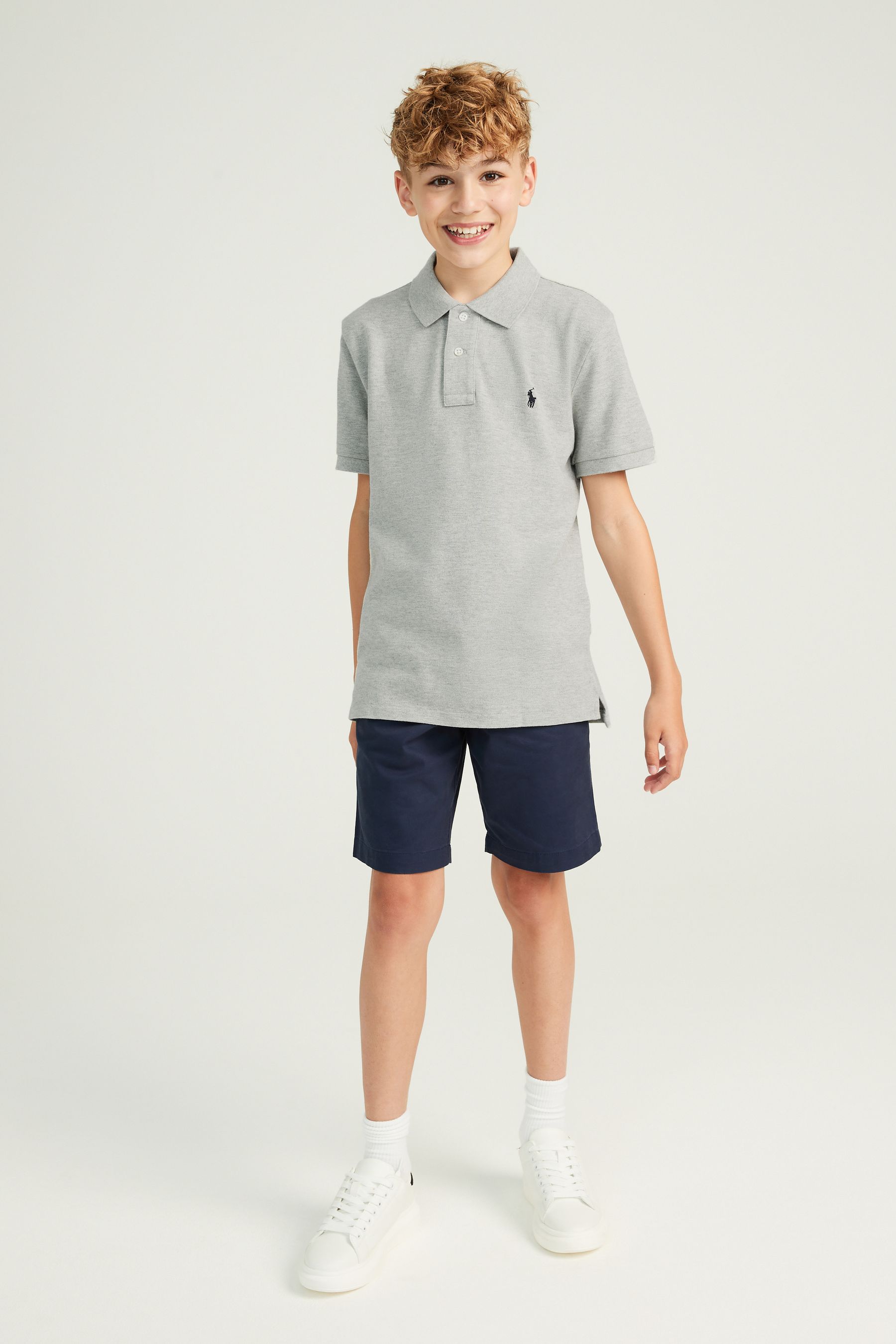 Boys white polo shorts sales
