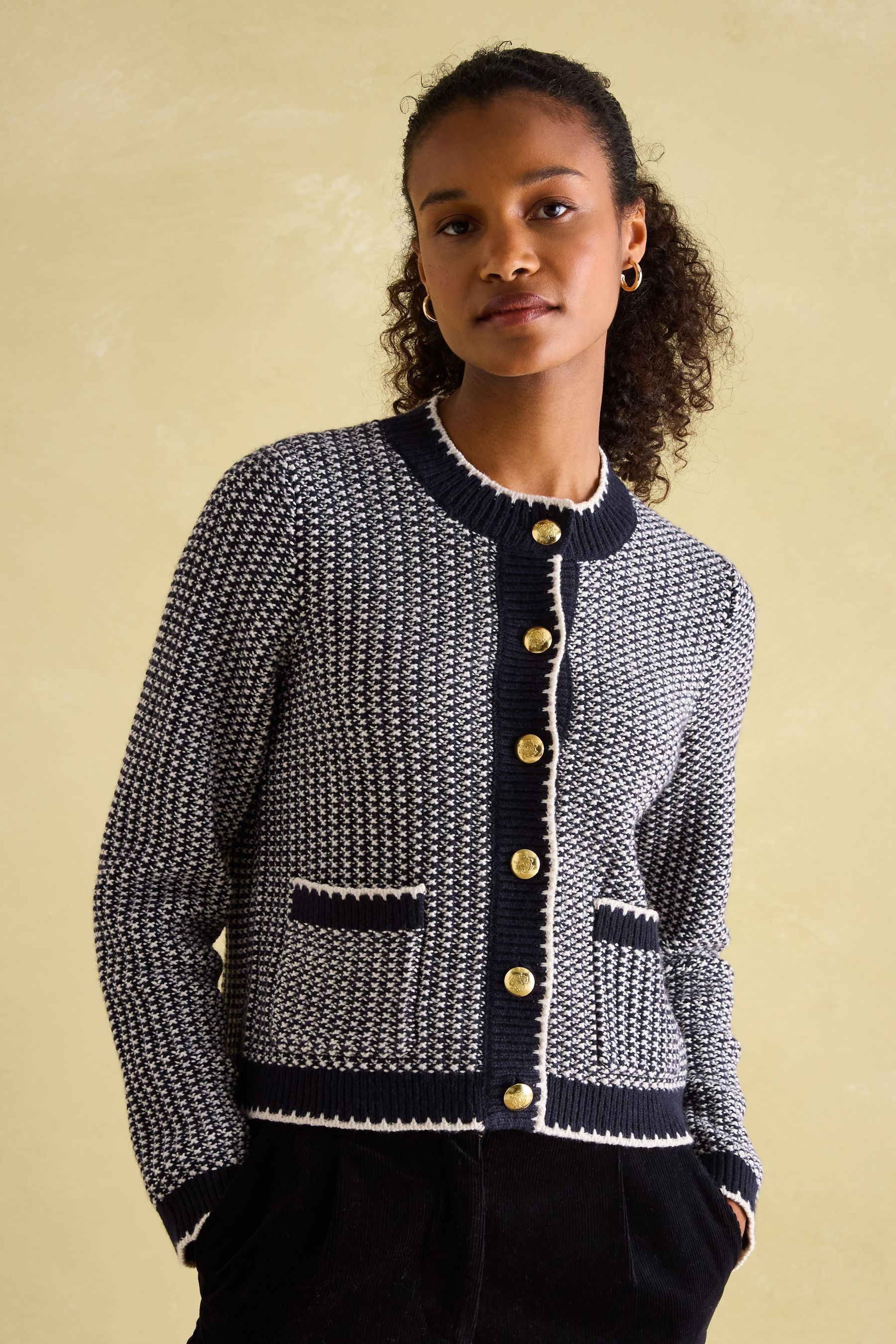 Buy Joules Bridget Navy Button Through Textured Cardigan from Next Luxembourg