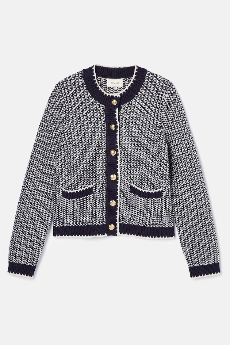 Joules Bridget Navy Button Through Textured Cardigan - Image 10 of 10