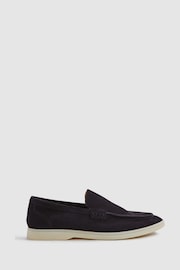 Reiss Navy Kason Suede Slip-On Loafers - Image 1 of 5