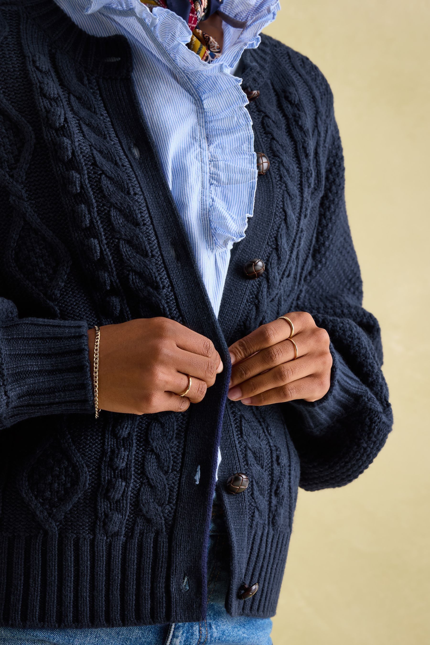 Buy Joules Rafferty Navy Blue Cable Knit Cardigan from Next USA