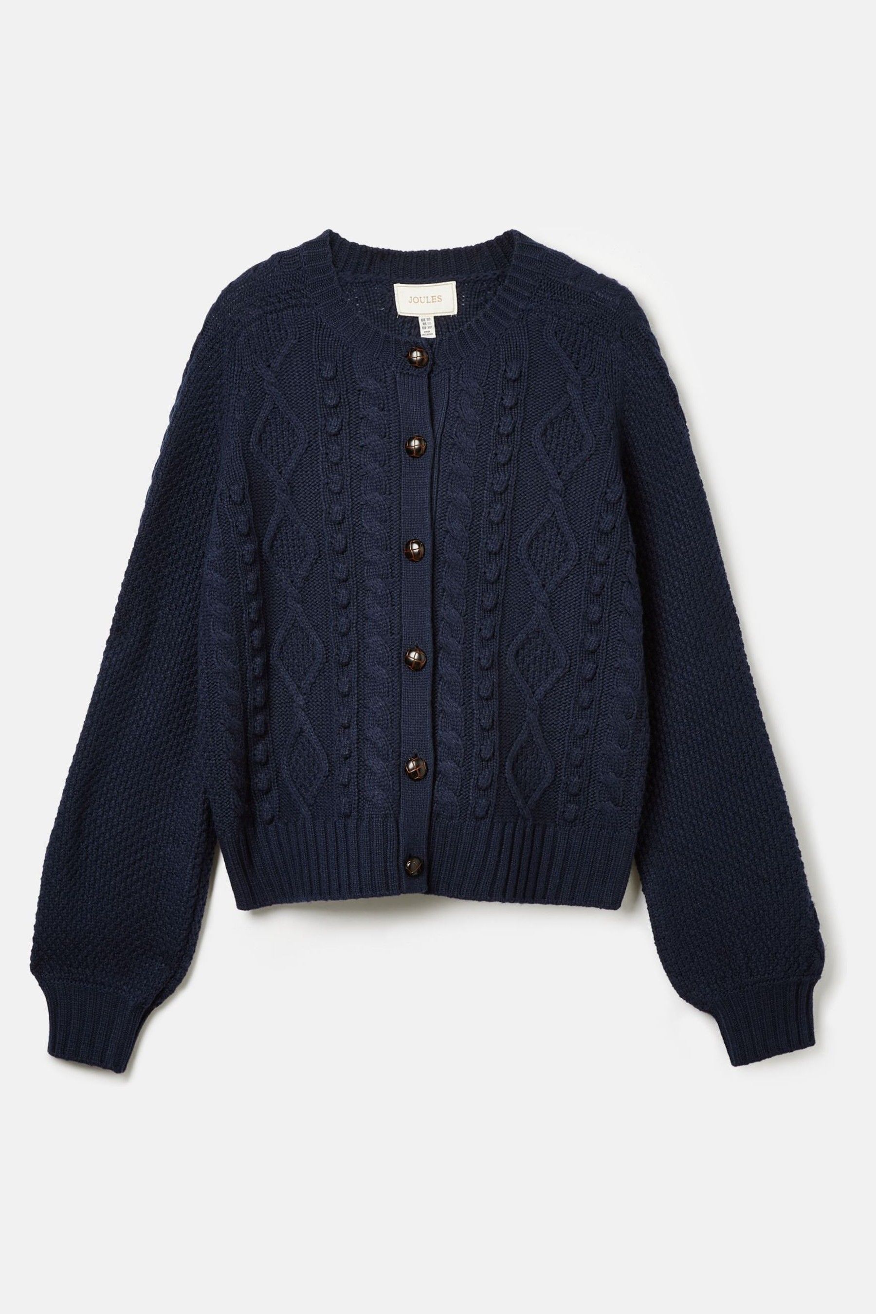 Joules Rafferty Navy Blue Cable Knit Cardigan