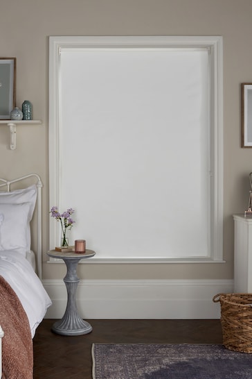 White Ready Made Textured Blackout Roller Blind