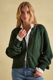 Joules Rafferty Green Cable Knit Cardigan - Image 1 of 7