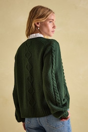 Joules Rafferty Green Cable Knit Cardigan - Image 2 of 7