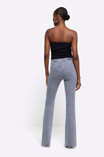 River Island Grey High Rise Tummy Hold Flared Jeans