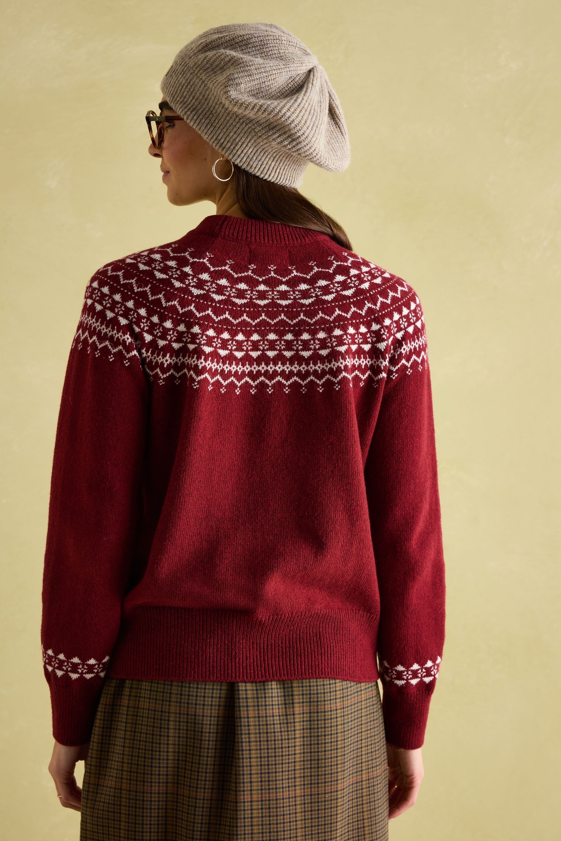 Joules Eve Red Festive Fair Isle Jumper