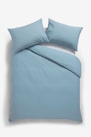 Blue Slate Cotton Rich Plain Duvet Cover and Pillowcase Set - Image 5 of 5