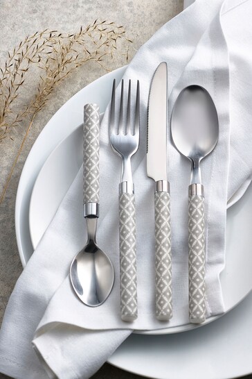Grey Geo Stainless Steel 24pc Cutlery Cutlery Set