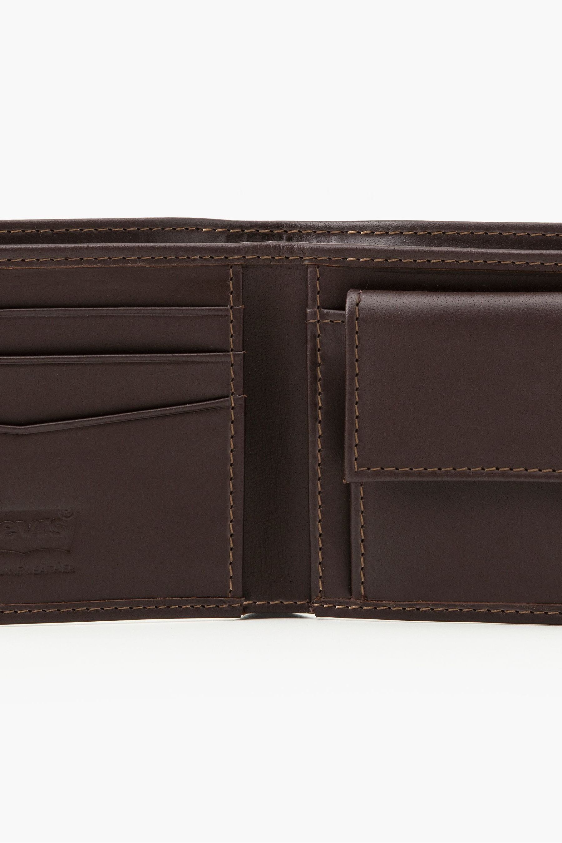 Levi's brown leather wallet clearance