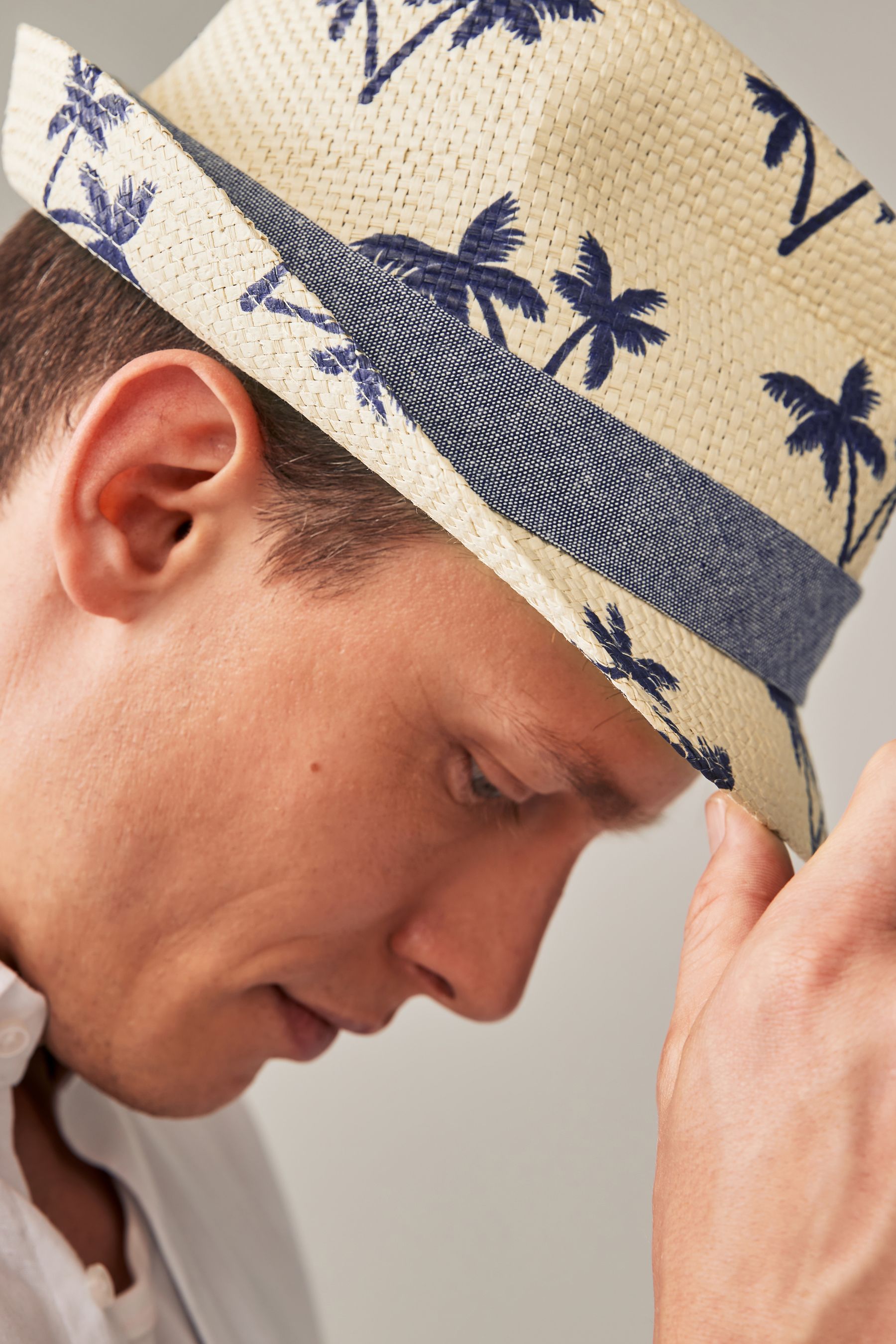 Navy blue trilby hat clearance