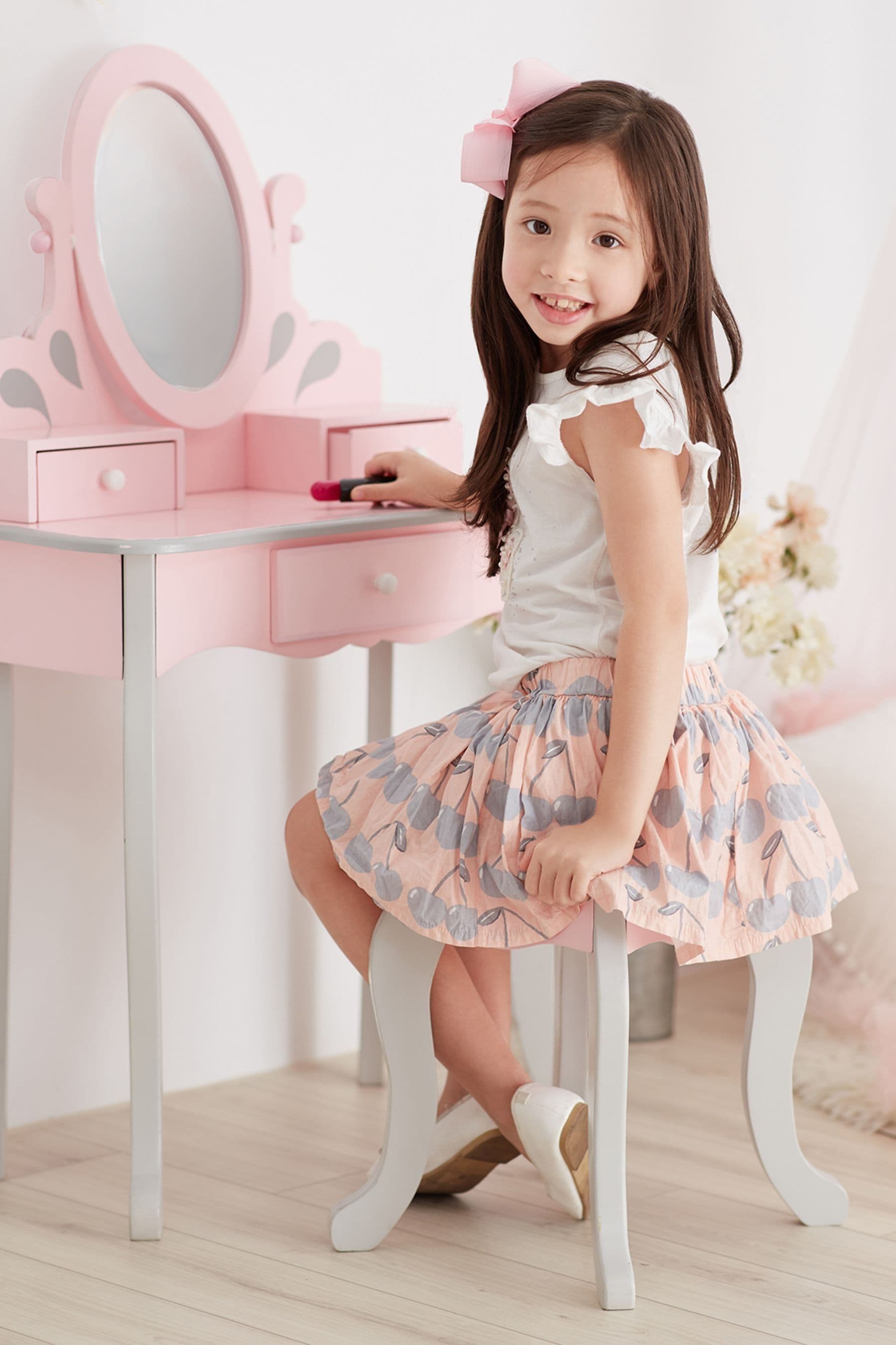 Buy Teamson Home Pink Kids Wooden Vanity Set with Stool Mirror Storage from the Next UK online shop