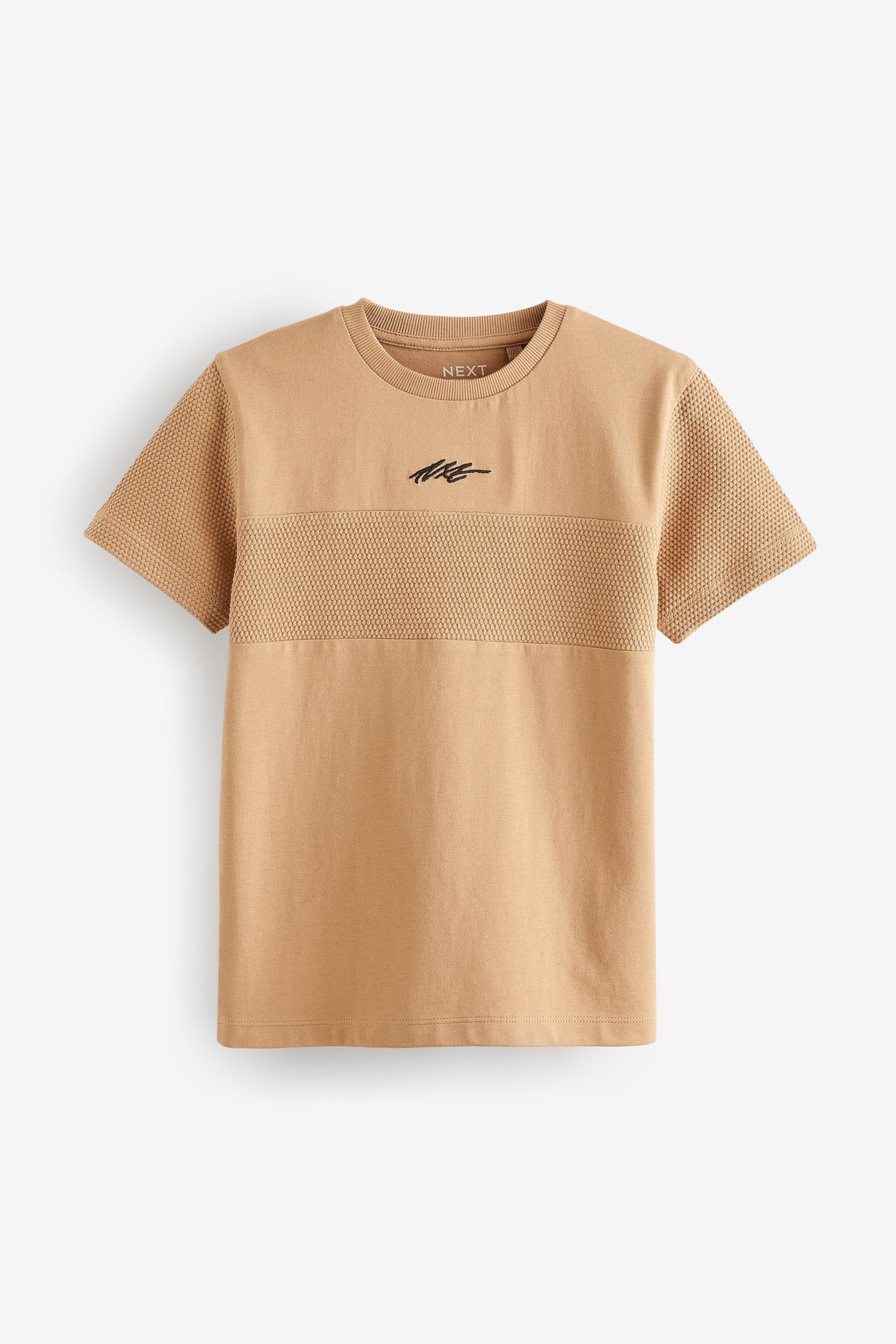 Black/Tan Brown Textured T-Shirts 2 Pack (3-16yrs) - Image 3 of 5