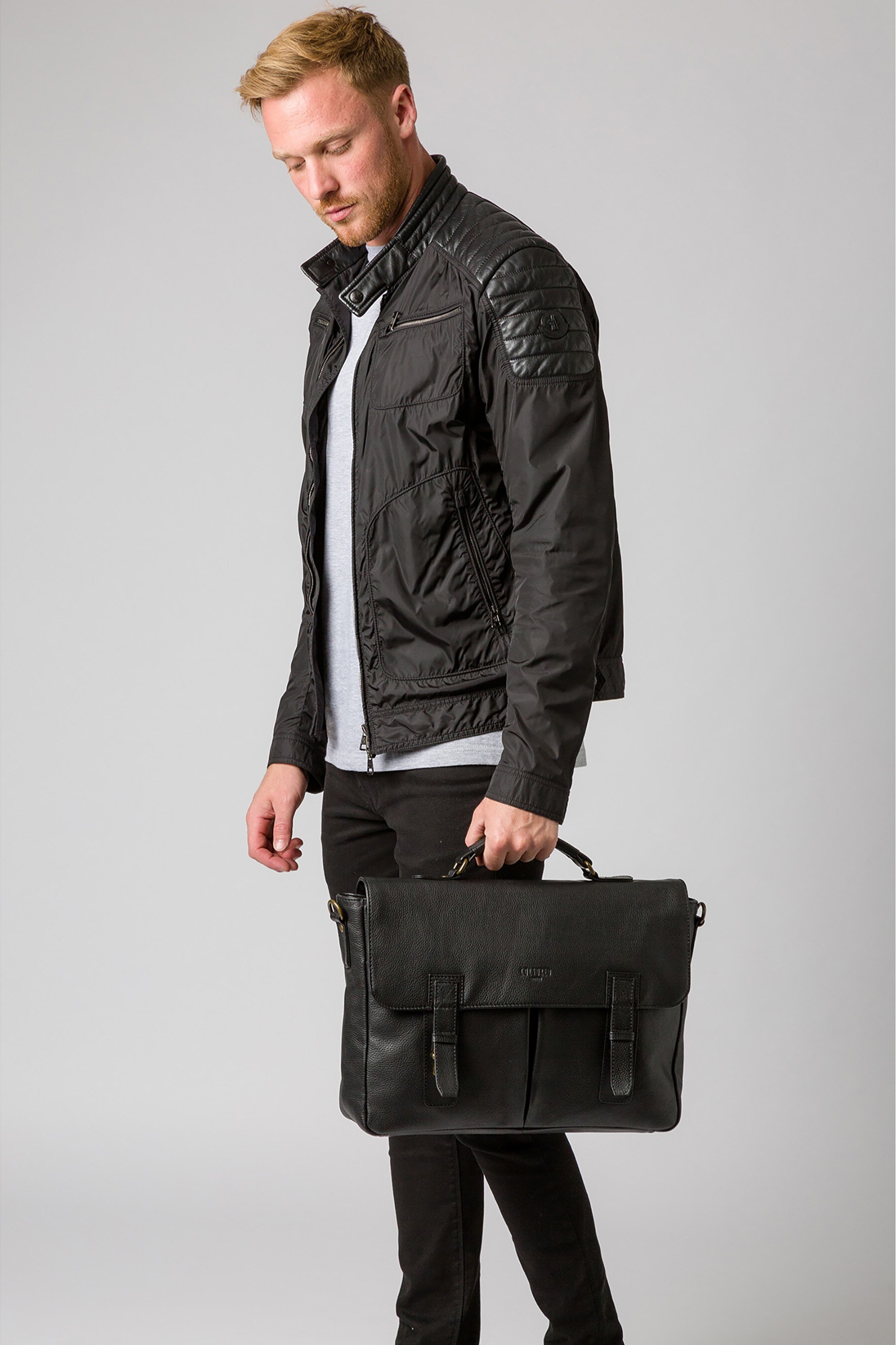 Mens black clearance leather work bag