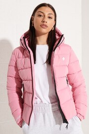 Superdry Pink Hooded Spirit Sports Padded Coat - Image 1 of 1