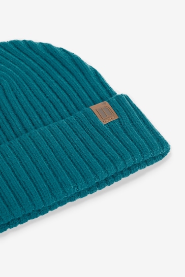 Turquoise Blue Knitted Rib Beanie Hat (1-16yrs)