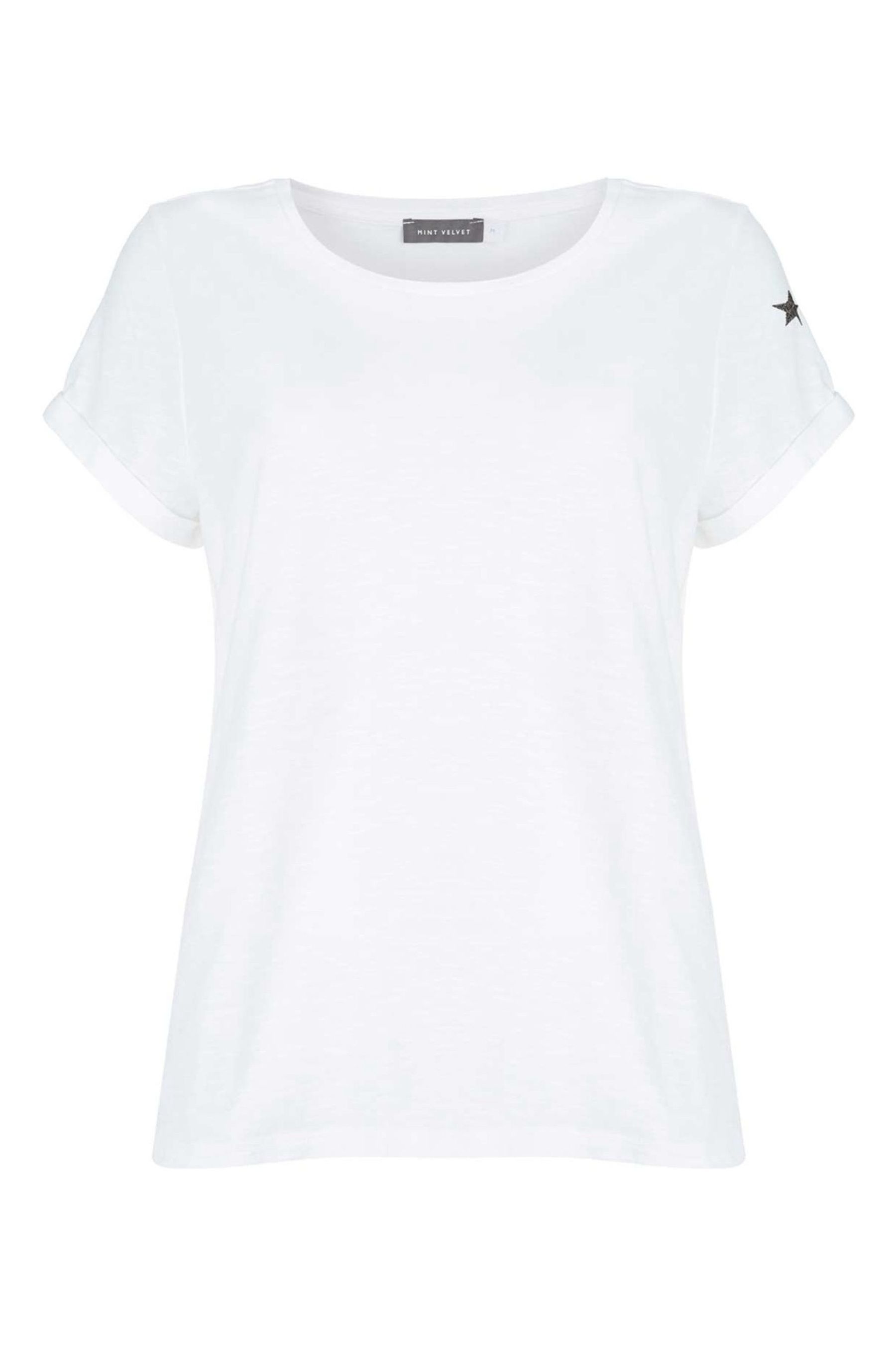 Mint Velvet White Cotton Star T Shirt