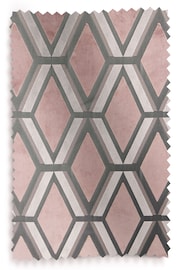 Blush Pink Next Collection Luxe Heavyweight Geometric Cut Velvet Pencil Pleat Lined Curtains - Image 5 of 5