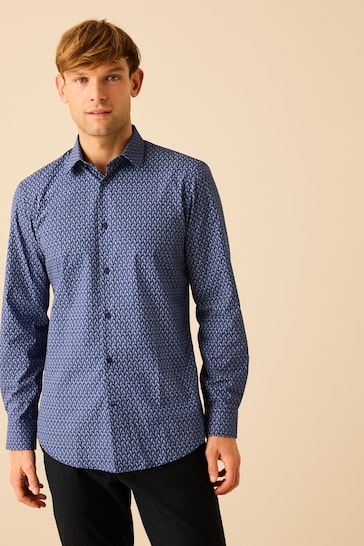 Blue Parrot Printed Trimmed Shirt