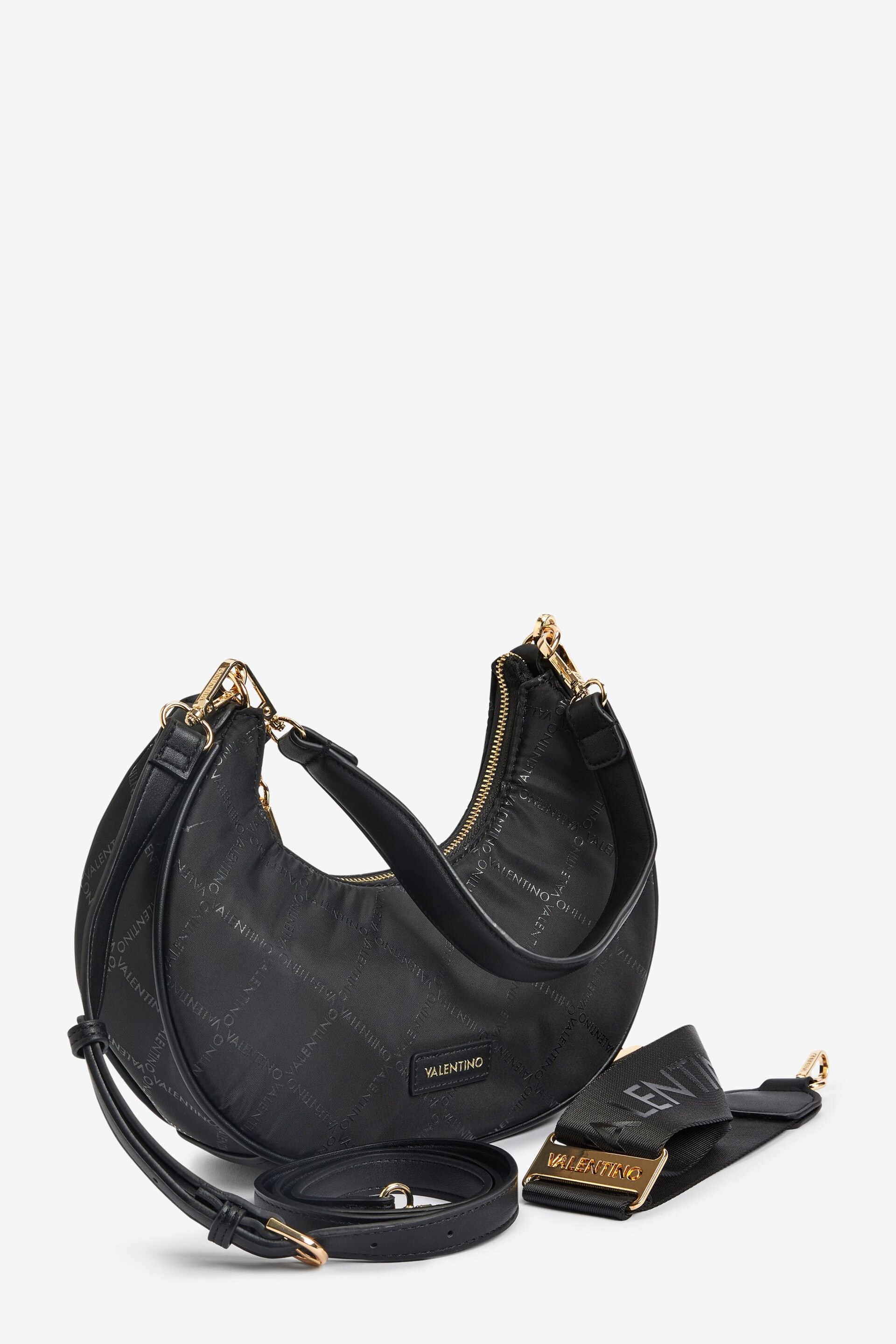 Valentino Bags Black Marais Recycled Logo Printed Shoulder Bag With Detachable ST - Image 1 of 7