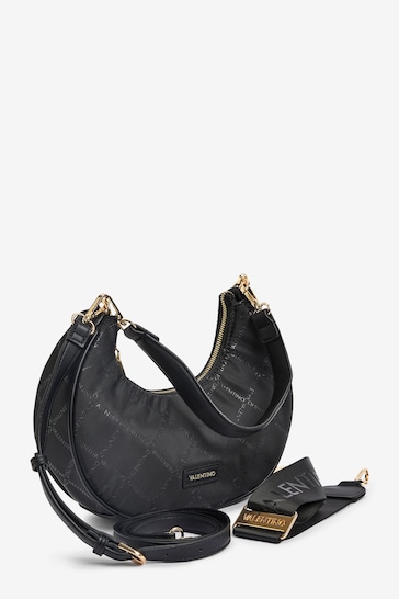 Valentino Bags Black Marais Recycled Logo Printed Shoulder Bag With Detachable ST