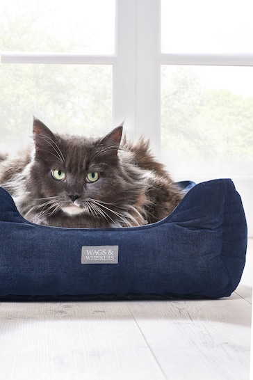 Navy Blue Chenille Pet Bed