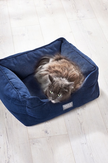 Navy Blue Chenille Pet Bed
