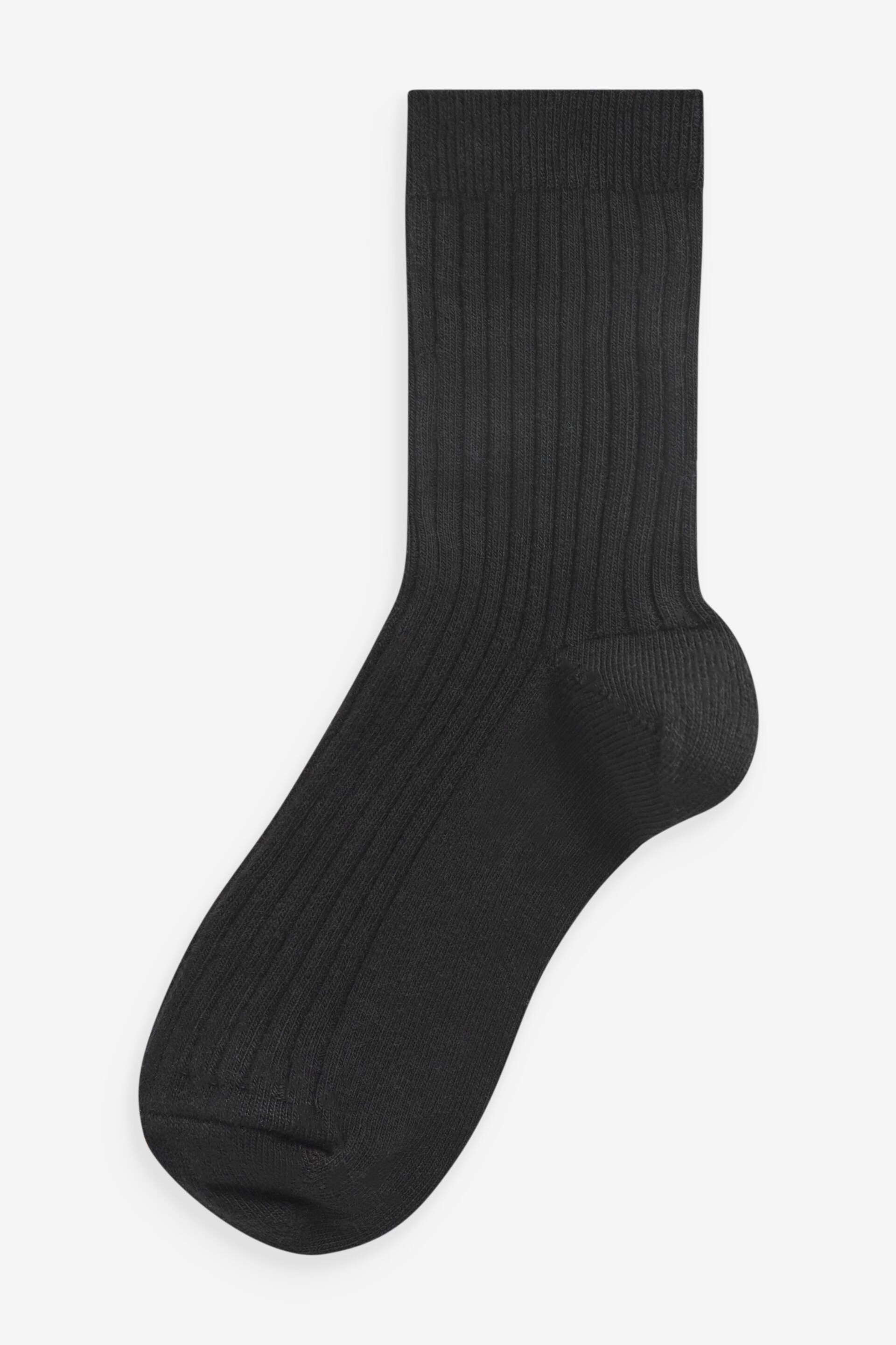 Black 7 Pack Ribbed Cotton Rich Socks - Image 2 of 2