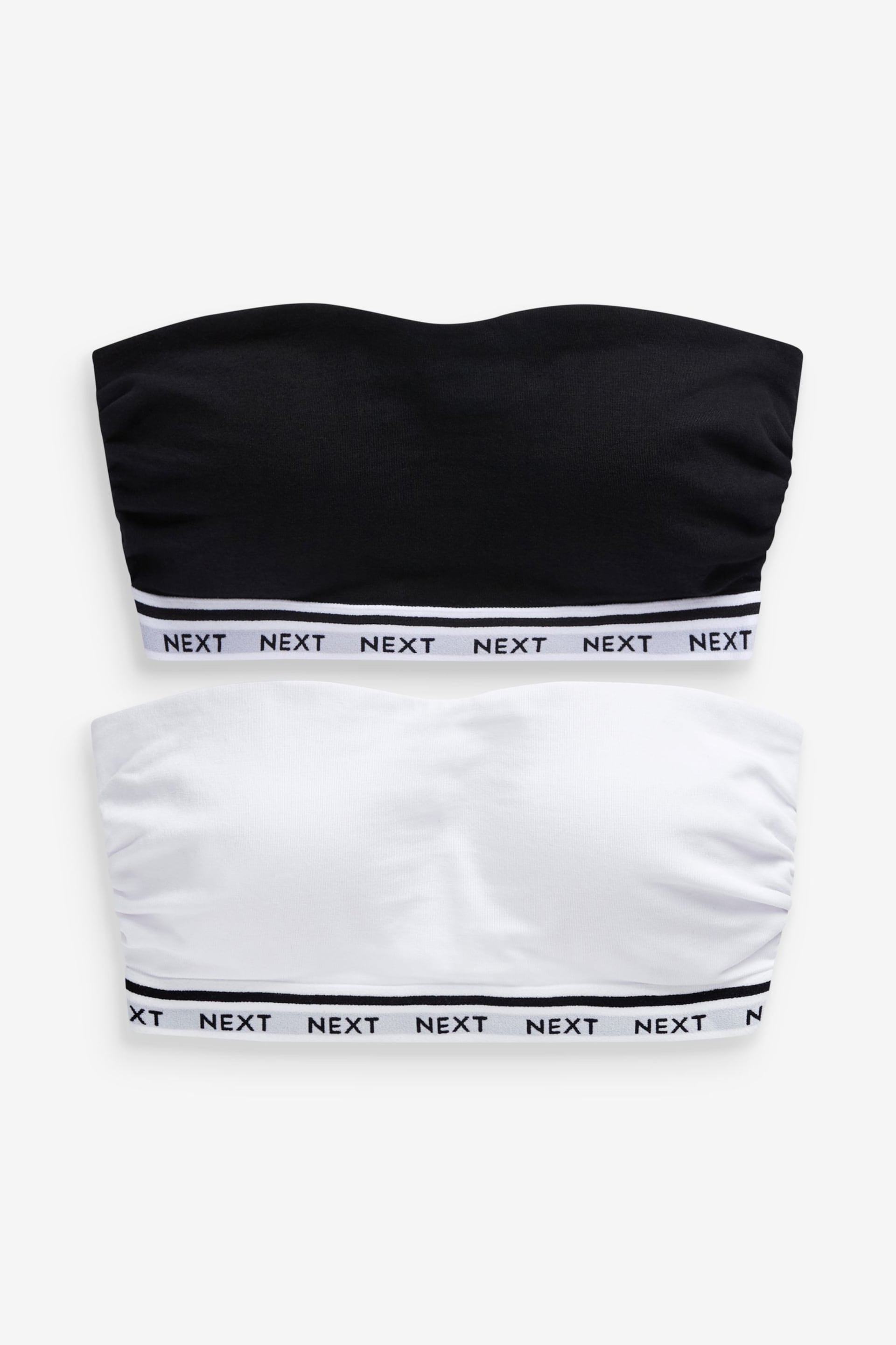 Black/White Cotton Rich Bandeau Bras 2 Pack - Image 3 of 5