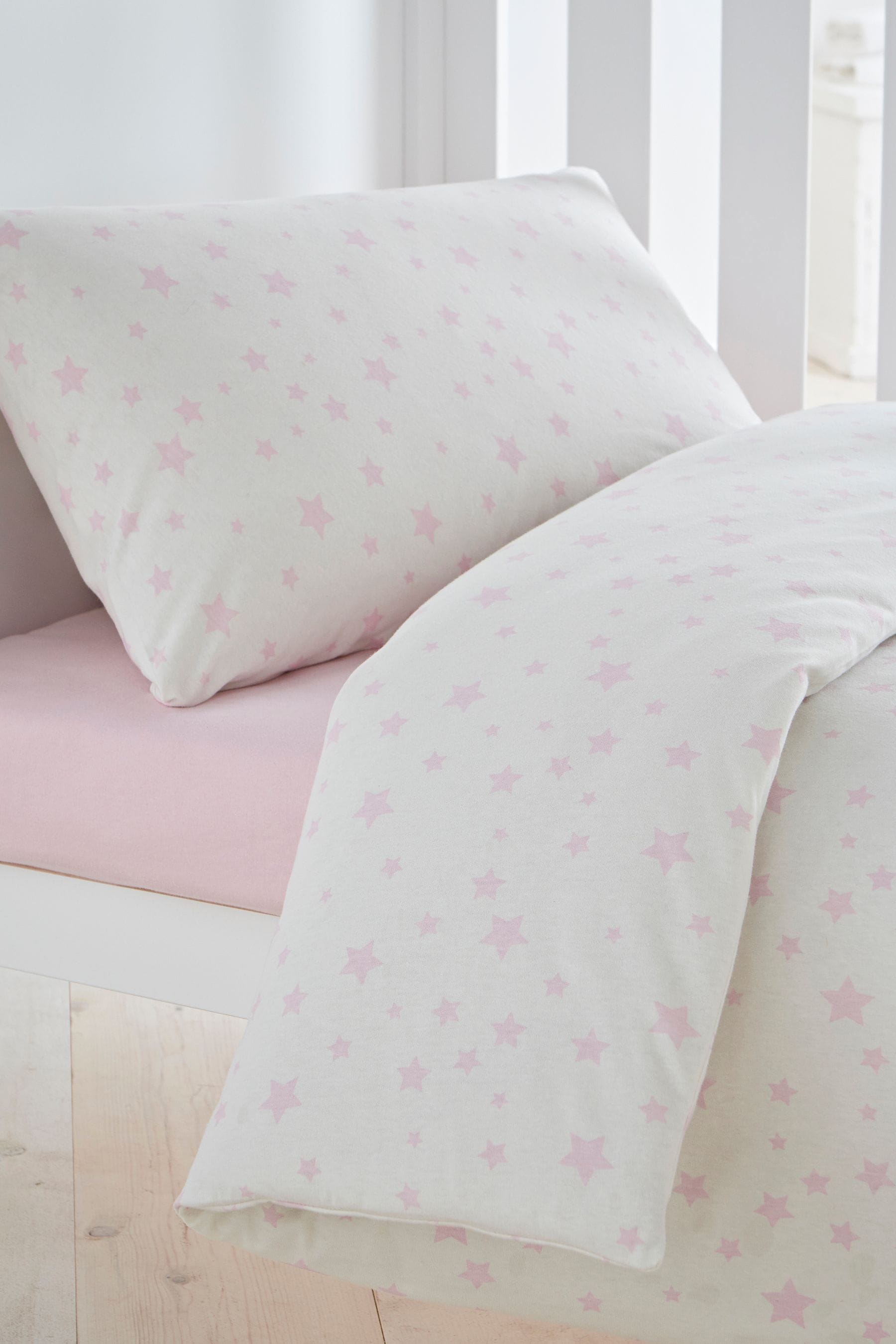 Buy Silentnight Pink Kids Safe Nights Pink Star Cot Bed 100 Cotton Duvet Cover and Pillowcase Set from the Next UK online shop