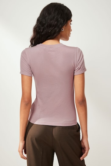 Purple Soft Touch Ribbed Short Sleeve T-Shirt with TENCEL™ Lyocell