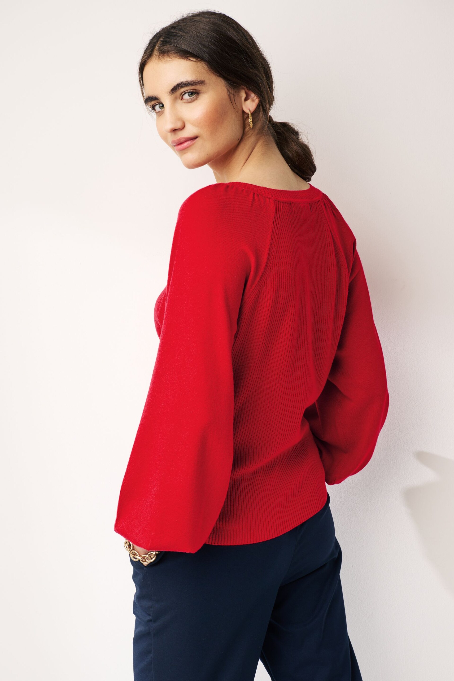 Red Puff Sleeve Jumper - Image 3 of 6