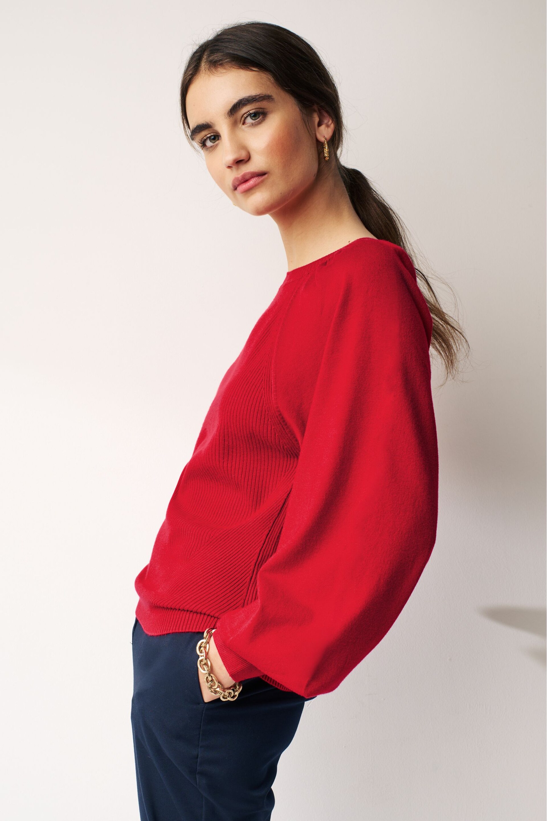 Red Puff Sleeve Jumper - Image 4 of 6