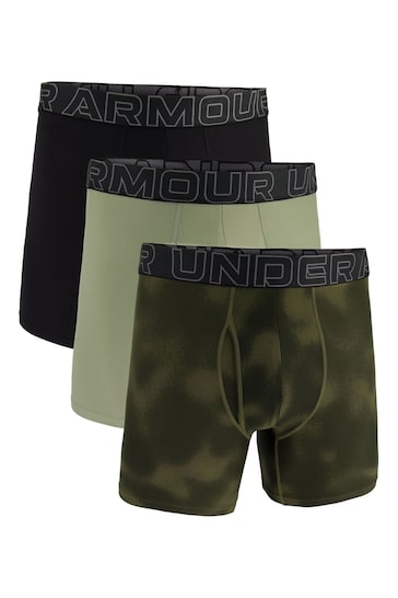 Under Armour Dark Green Performance Tech Printed Boxers 3 Pack