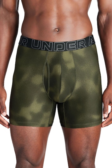 Under Armour Dark Green Performance Tech Printed Boxers 3 Pack
