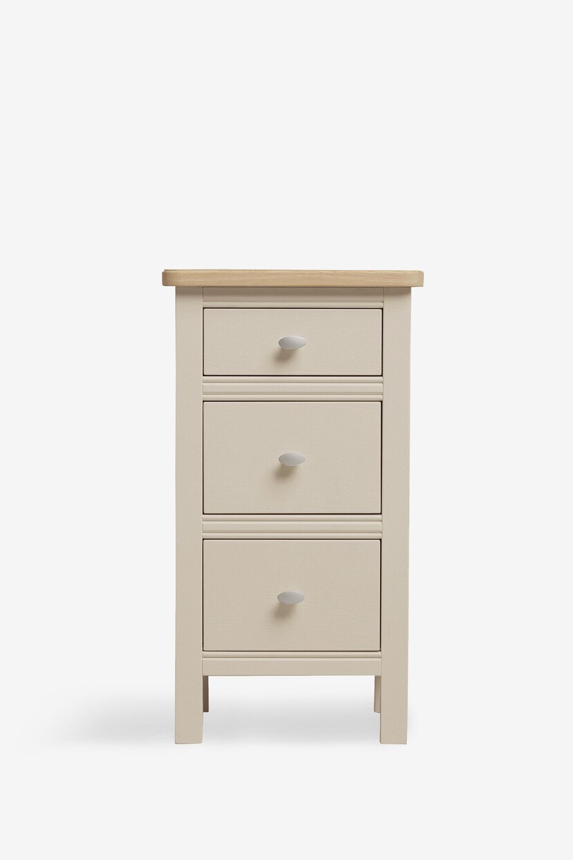Stone Hampton Country Collection Luxe Painted Oak 3 Drawer Slim Bedside Table - Image 2 of 9