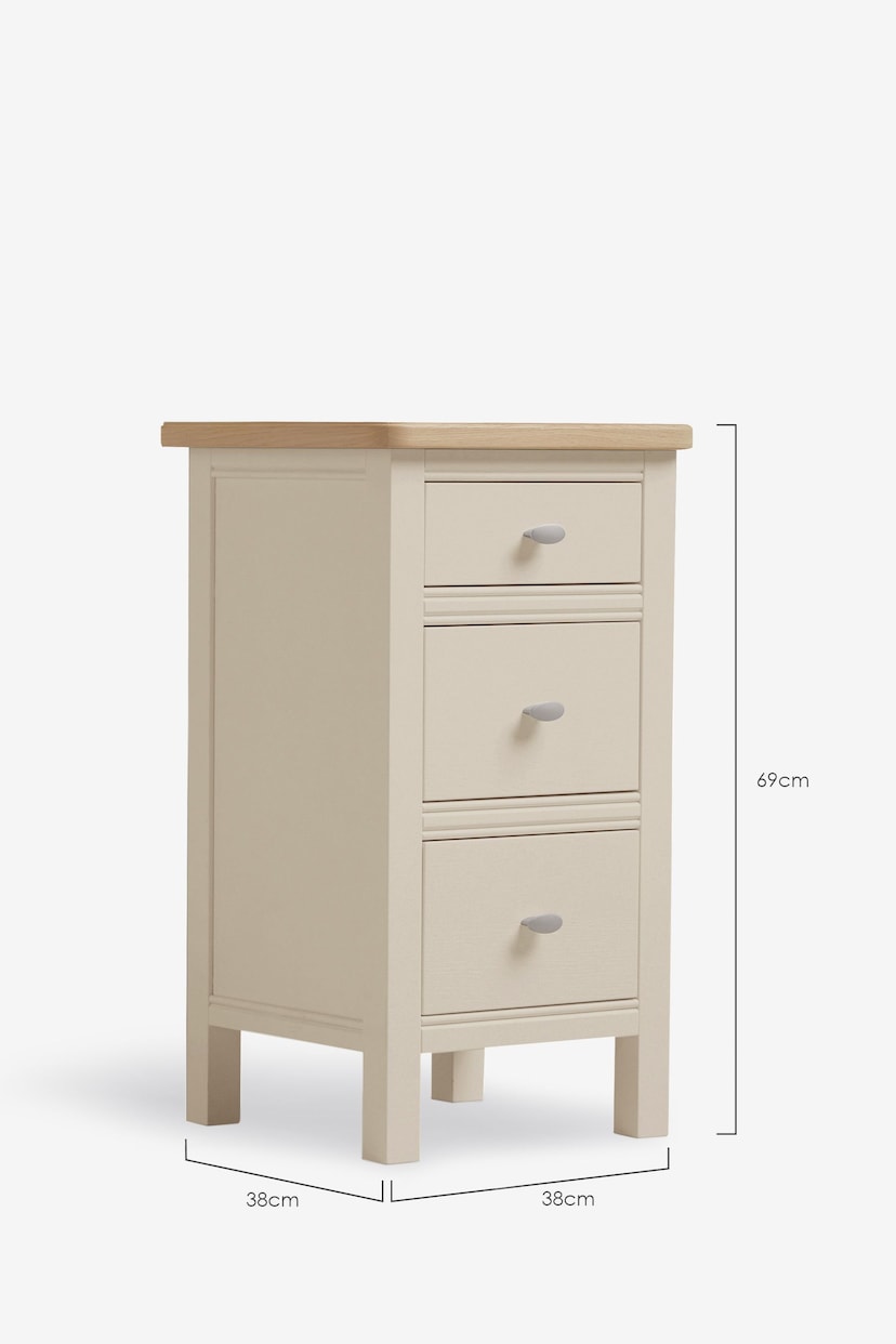 Stone Hampton Country Collection Luxe Painted Oak 3 Drawer Slim Bedside Table - Image 7 of 9