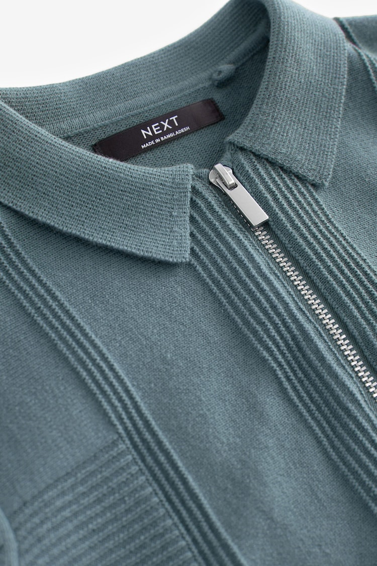 Slate Grey Short Sleeve Zip Texture Polo Shirt (3-16yrs) - Image 3 of 3