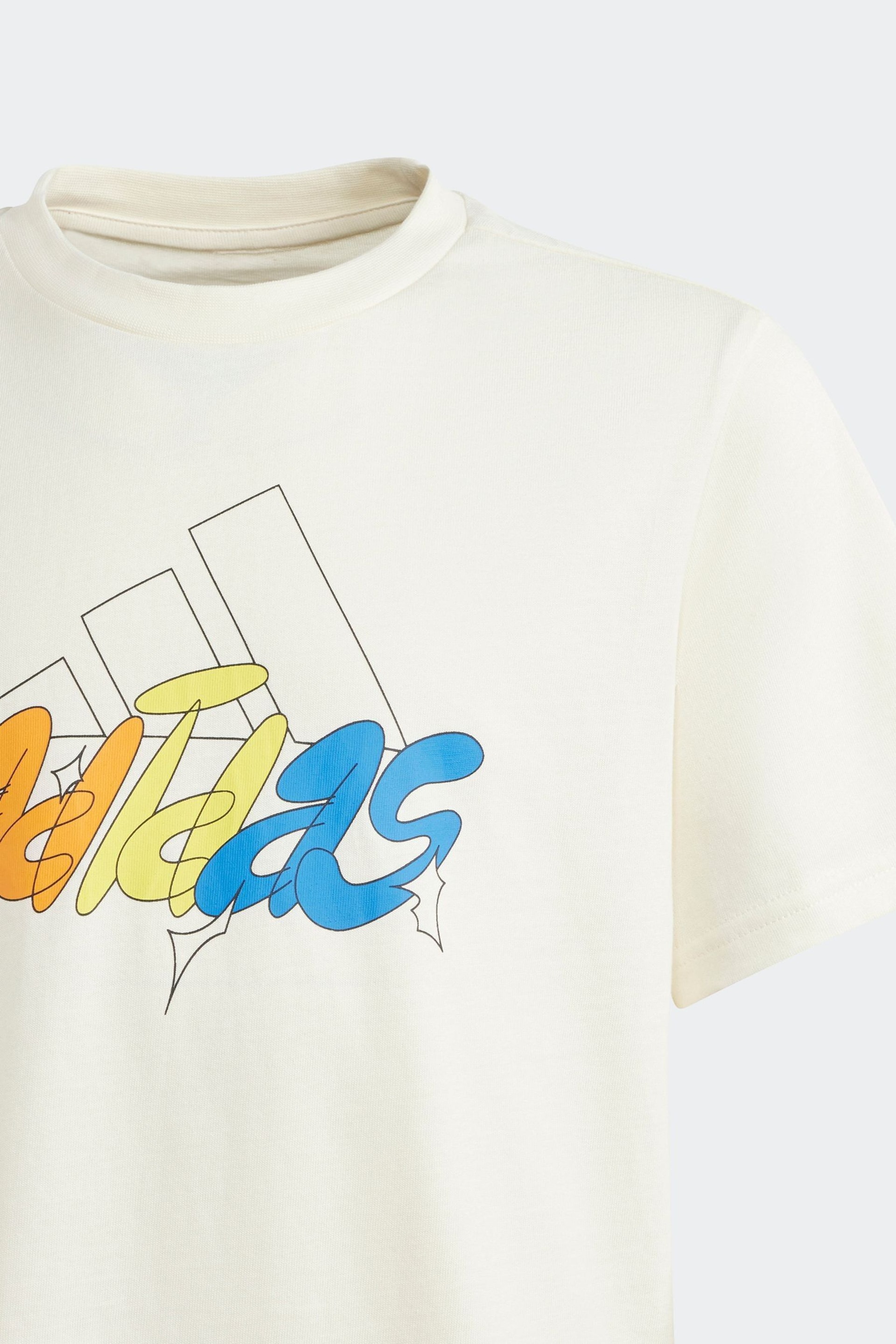 adidas White Sportswear Table Illustrated Graphic T-Shirt - Image 3 of 5