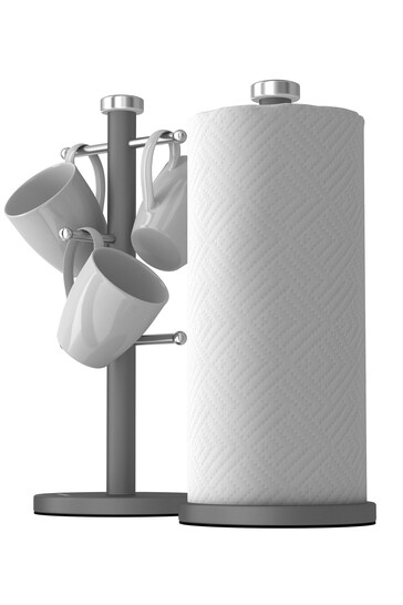 Morphy Richards Silver Mug Tree And Towel Holder Set