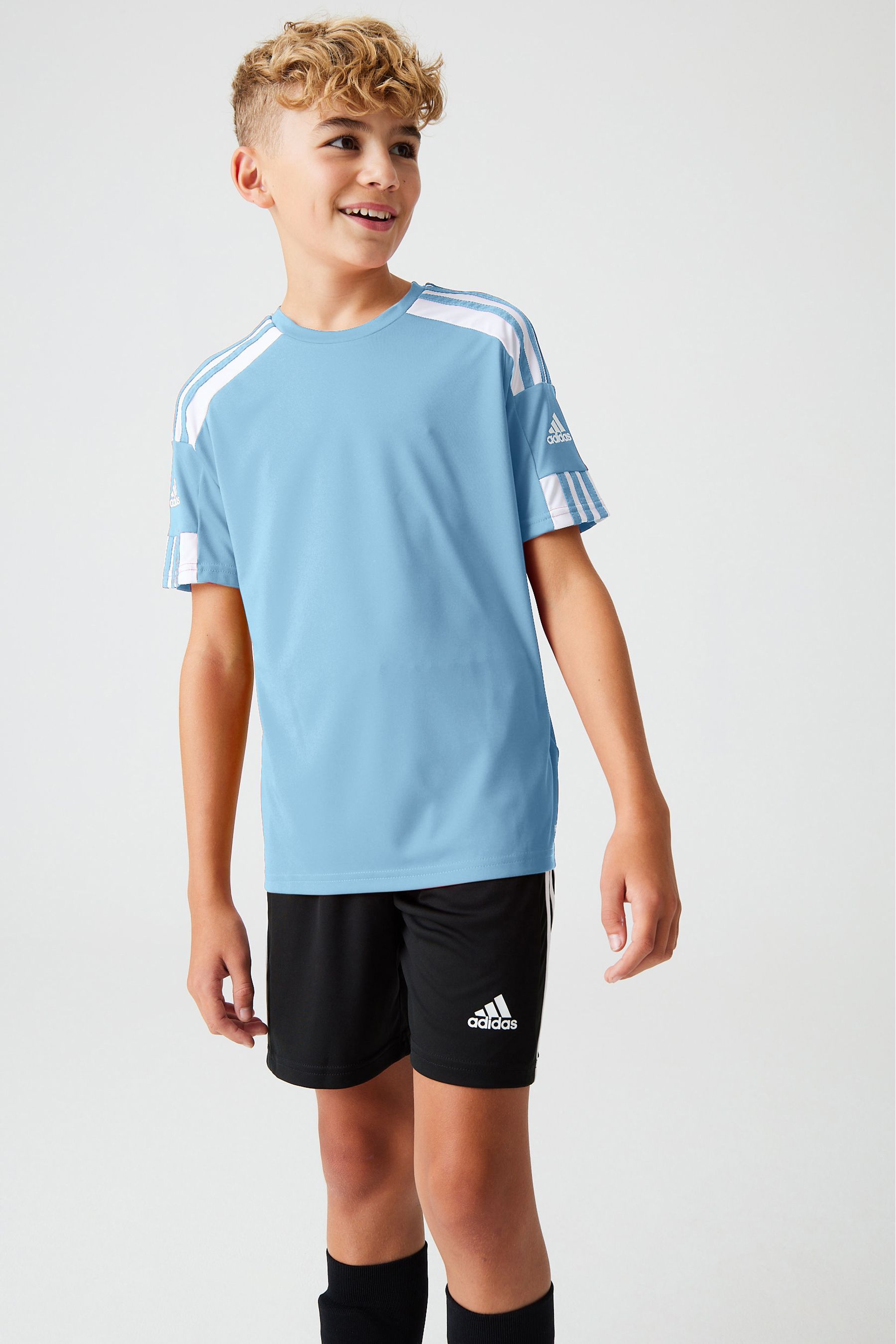 Baby blue adidas shorts and shirt hot sale
