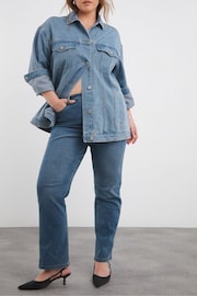 Simply Be Mid Blue 24/7 Straight Leg Jeans - Image 1 of 3