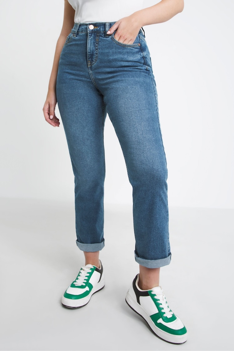 Simply Be Mid Blue 24/7 Straight Leg Jeans - Image 1 of 5