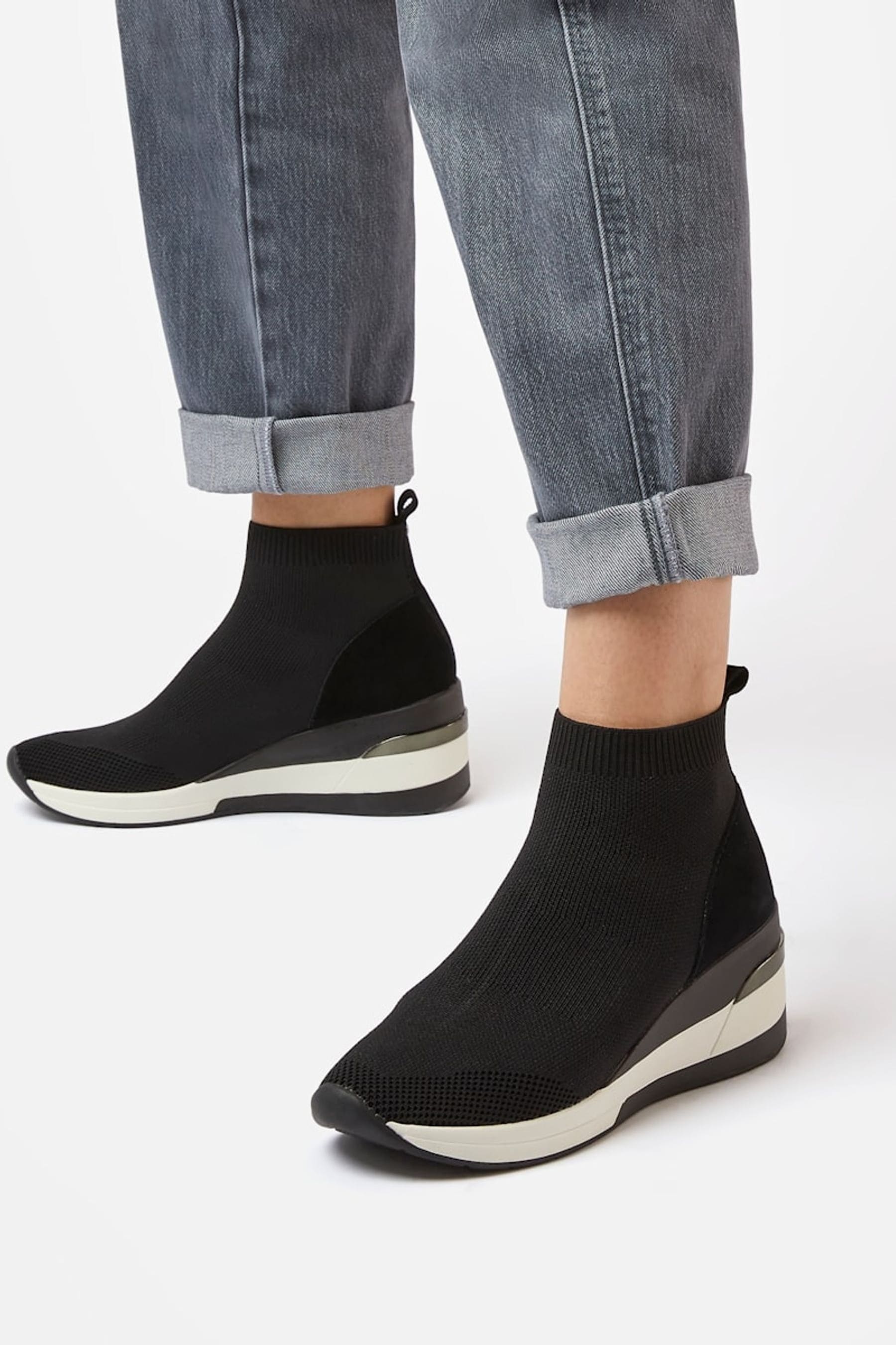 Buy Dune London Black Engel Womens Mid Wedge Sock Trainers from Next Luxembourg