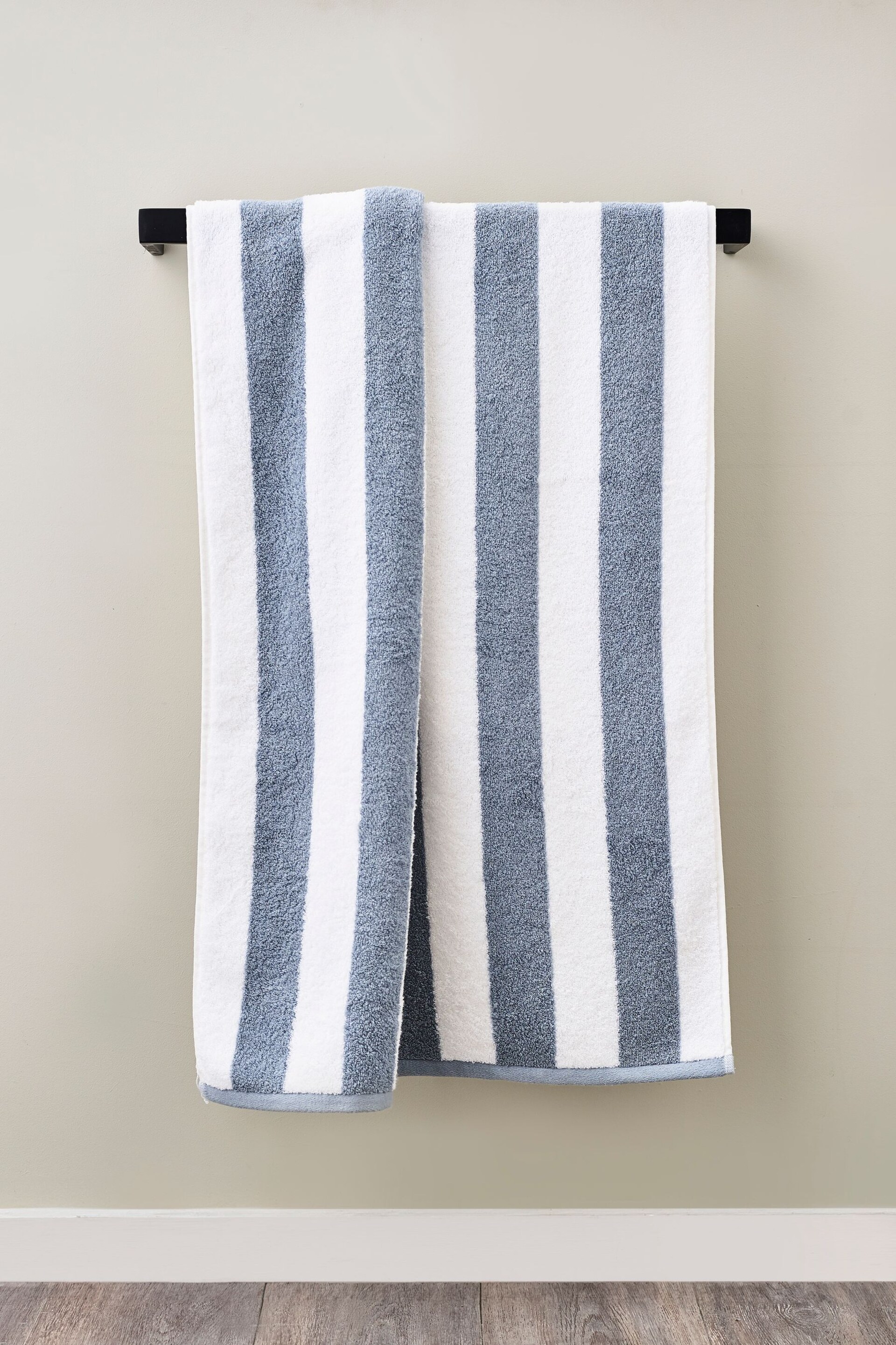 Blue Block Stripe Towel 100% Cotton - Image 2 of 4