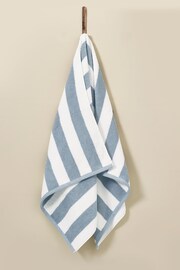 Blue Block Stripe Towel 100% Cotton - Image 3 of 4